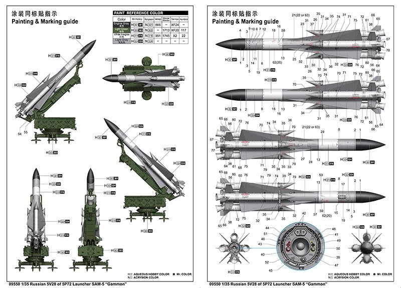 Trumpeter 09550 Russian 5V28 of 5P72 Launcher SAM-5 &amp;quot;Gammon&amp;quot; 1/35 – immagine 4