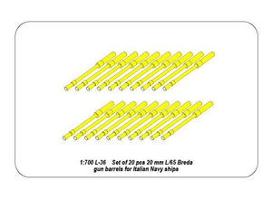 Aber 1/700L-038 Set of 20 pcs 20 mm L/65 Breda gun barrels for Italian Navy ships 1/700 – Bild 2