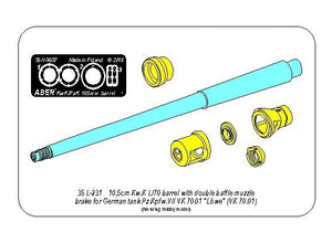 Aber 35L-231 10,5cm KwK L/70 barrel with double baffle muzzle brake for German Pz.Kpfw. VII Lowe 1/35 1/35 – zdjęcie 2