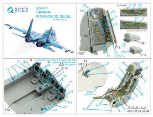 Quinta Studio QD48071 Su-34 3D-Printed &amp;amp; coloured Interior on decal paper (HobbyBoss) 1/48 – Bild 12