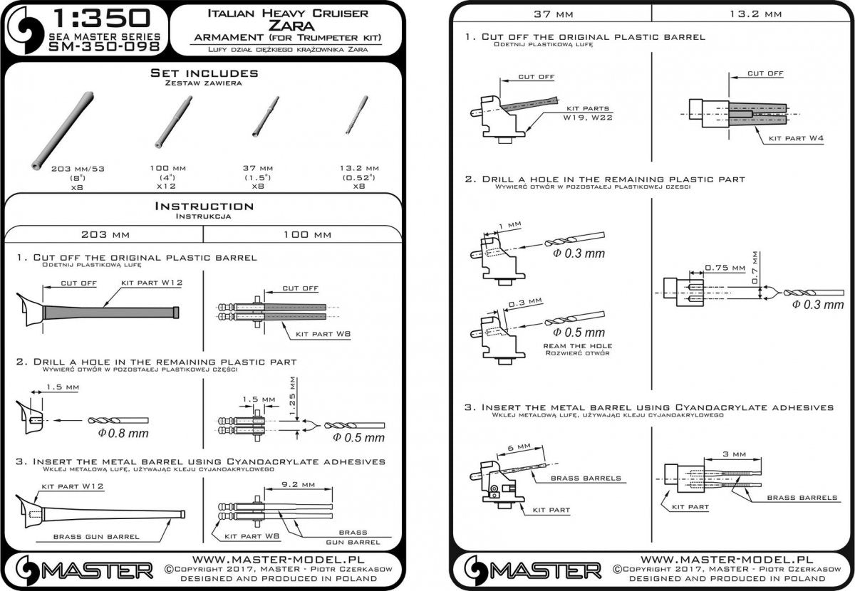Master SM-350-098 Italian Heavy Cruiser Zara Armament 1/350 – Bild 6