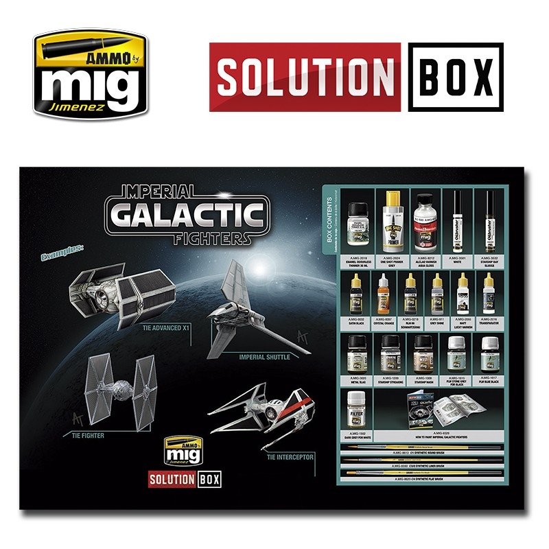 AMMO of Mig Jimenez 7720 HOW TO PAINT IMPERIAL GALACTIC FIGHTERS SOLUTION BOX – image 2
