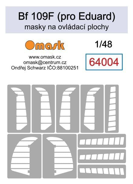 Omask 64004 Bf 109F masks for control surfaces (for Eduard) 1/48