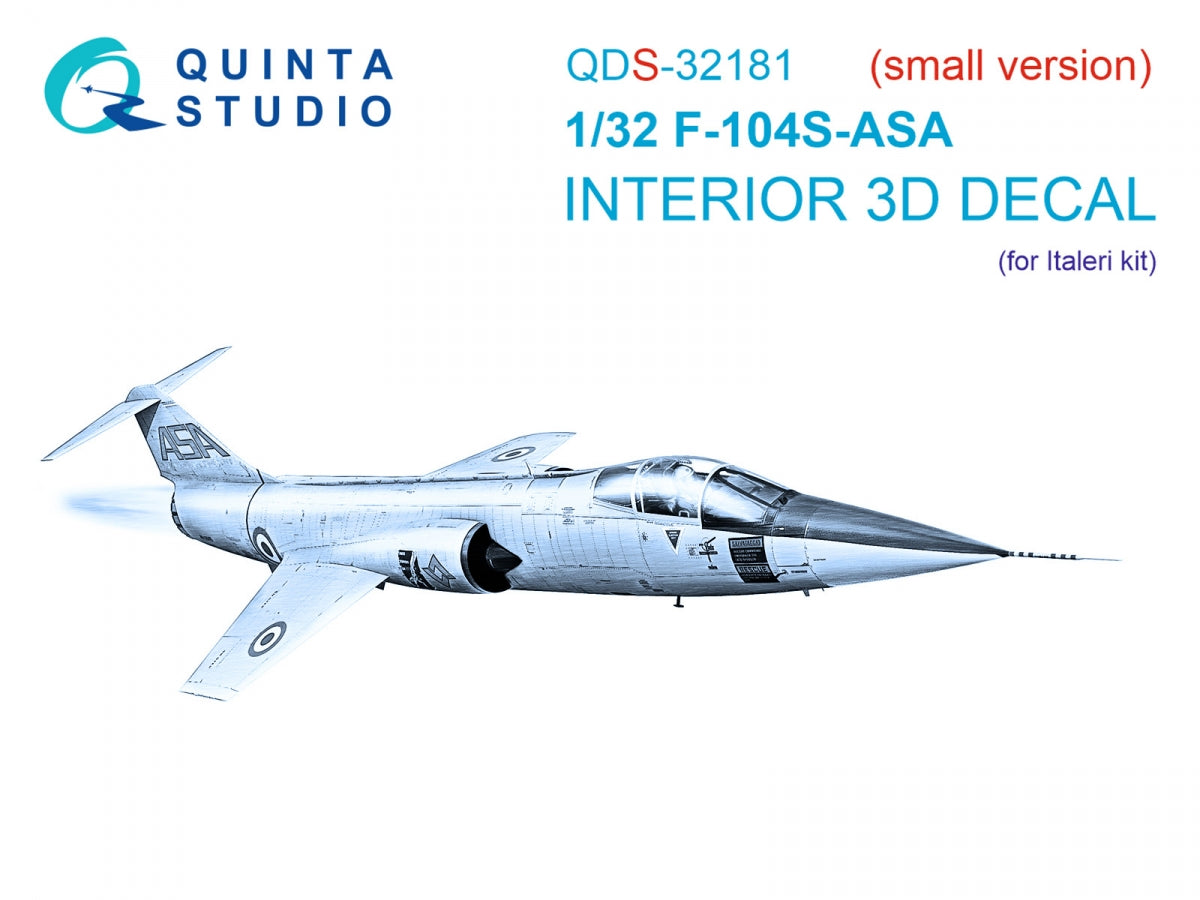 Intérieur coloré imprimé en 3D sur papier décalcomanie (Italeri) pour F-104S-ASA (Quinta Studio QDS-32181) (petite version) 1/32
