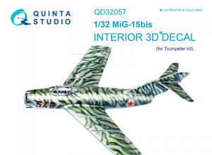 Quinta Studio QD32057 MiG-15bis 3D-Printed &amp;amp; coloured Interior on decal paper (for Trumpeter kit) 1/32