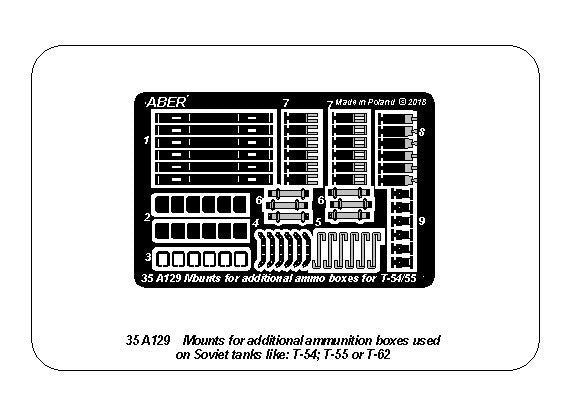 Supports Aber 35A129 pour boîtes de munitions supplémentaires utilisées sur les tanka soviétiques comme : T-54 ; T-55 ou T-62 (1/35) – image 9
