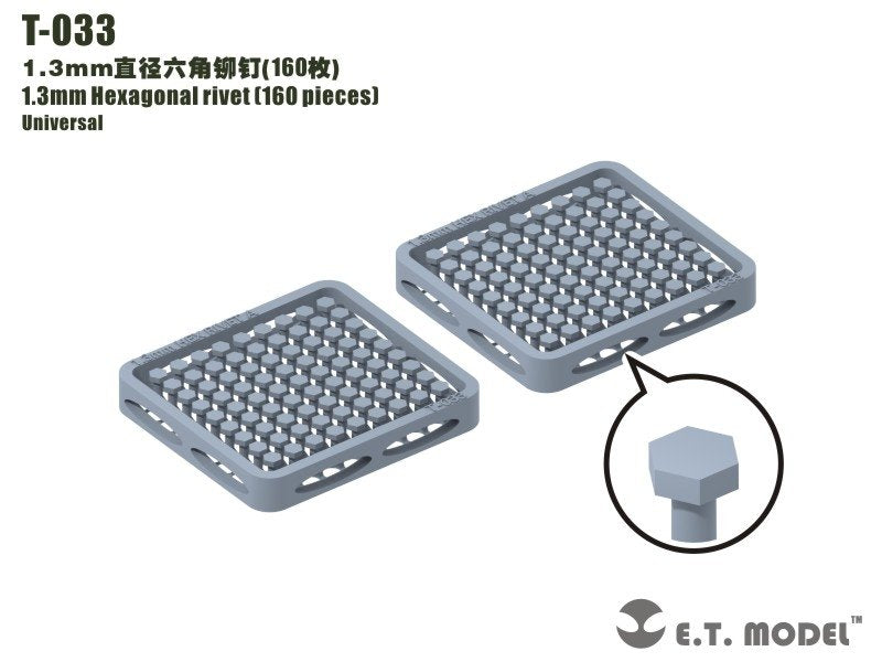 ET Model T-033 1.3mm Hexagonal rivet (160 pieces) (rivets)