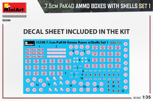 MiniArt 35398 Boîtes de munitions PaK40 de 7,5 cm avec cartouches, lot de 1, échelle 1/35 – image 2