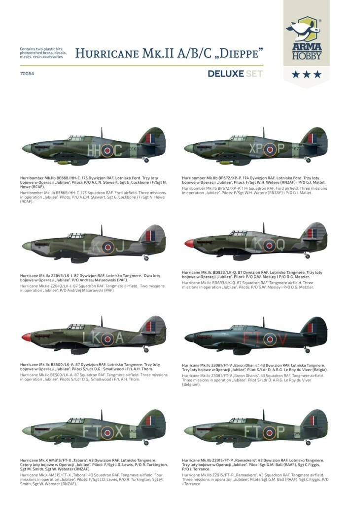 Arma Hobby 70054 Hurricane MkII A/B/C/ &amp;quot;Dieppe&amp;quot; Delux Set 1/72 – immagine 10