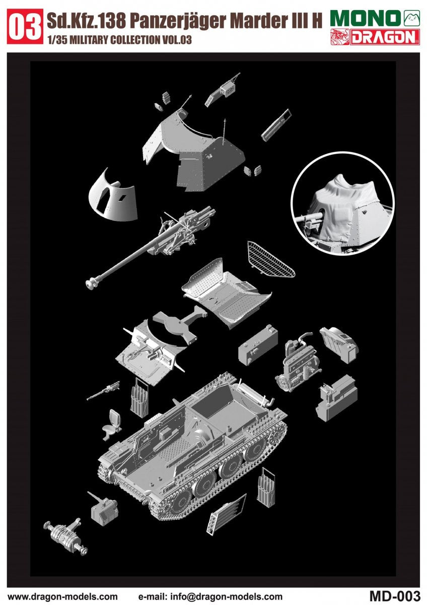 Dragon MD003 Sd.Kfz.138 Panzerjager MARDER III H w/Interior 1/35 – imagen 4