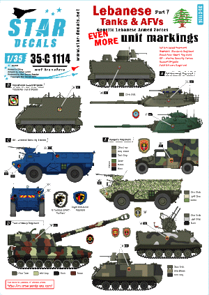 Star Decals 35-C1114 Chars et véhicules blindés libanais 7 1/35