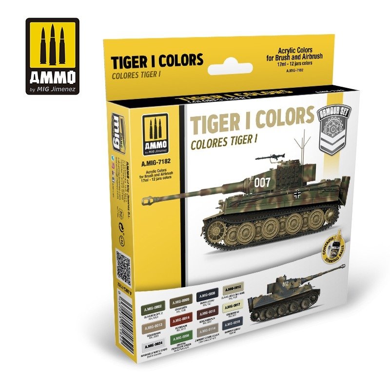 Munitions Mig Jimenez 7182 TIGER I Couleurs Set 12x17ml