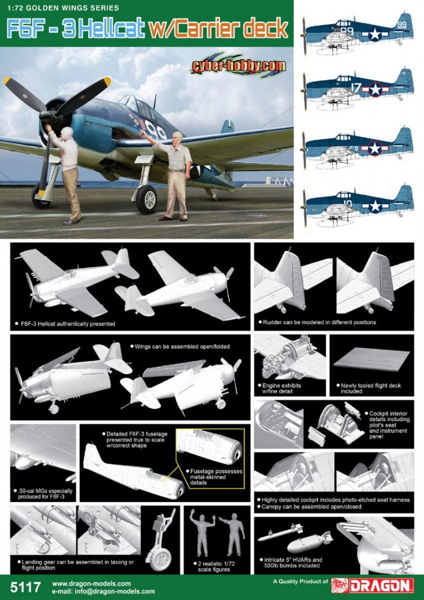 Cyber-Hobby 5117 F6F-3 Hellcat avec poste de pilotage (1/72) – image 3