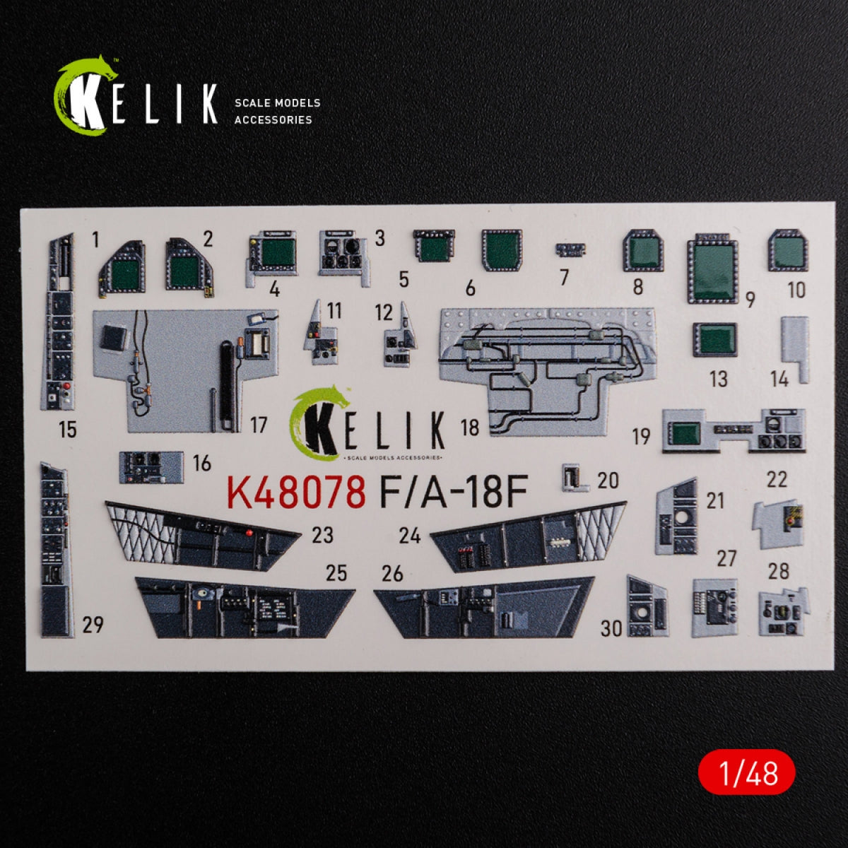 KELIK K48078 F/A-18F Super Hornet interior 3D decals for MENG kit 1/48 – Bild 2