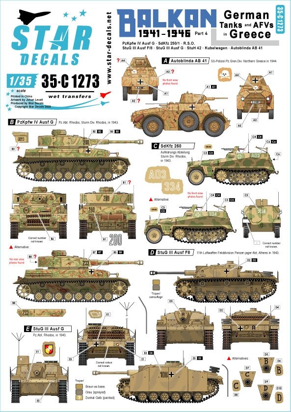 Star Decals 35-C1273 Balkan WW2 #4 1/35