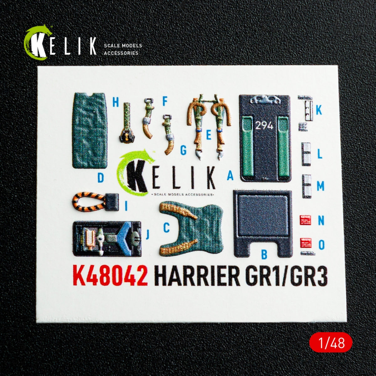 Kelik K48042 Harrier GR1/GR3 interior 3D decals for Kinetic kit 1/48