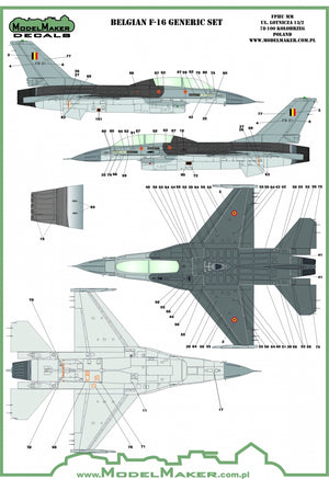 ModelMaker Decals D48174 Belgian f-16 insignias &amp;amp; stencils-generic set 1/48