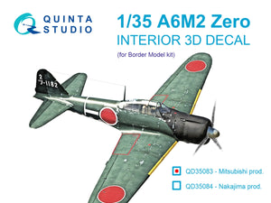 Intérieur imprimé en 3D et coloré sur papier décalcomanie (Border Model) Quinta Studio QD35083 A6M2 Zero (Mitsubishi Prod.) 1/35