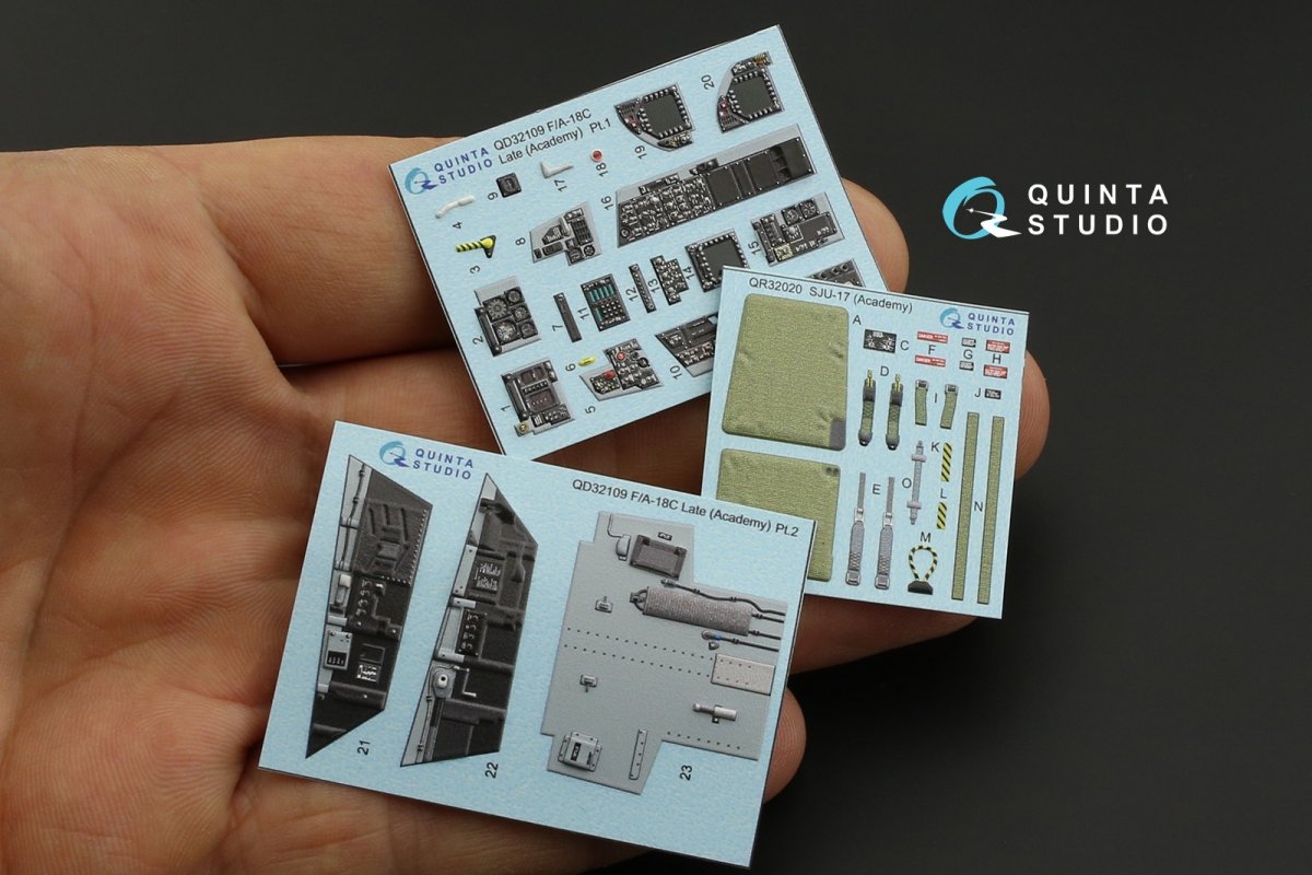 Quinta Studio QD32109 F/A-18C Late 3D-Printed &amp;amp; coloured Interior on decal paper (Academy) 1/32 – immagine 7