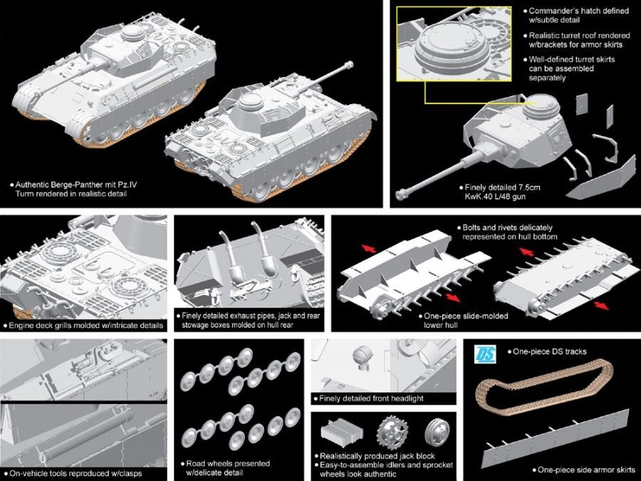 Dragon 7508 Berge-Panther mit Pz.Kpfw.IV Turm 1/72 – immagine 5
