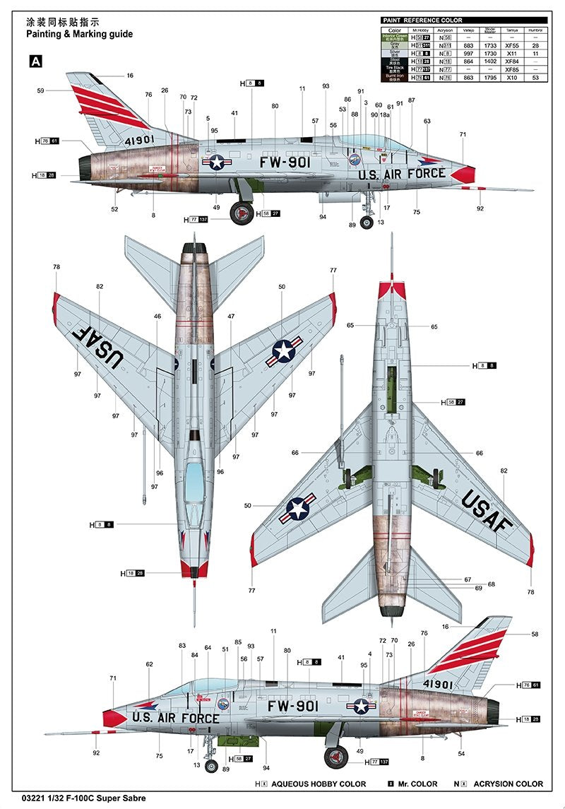 Trumpeter 03221 F-100C Super Sabre 1/32 – imagen 6