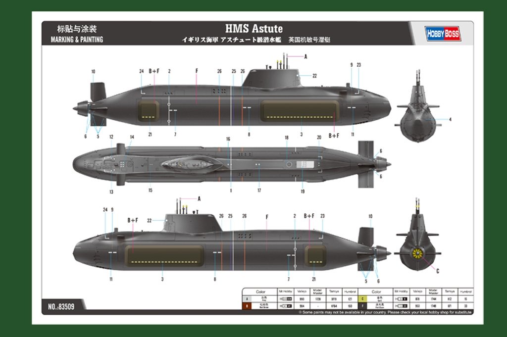 Hobby Boss 83509 Sous-marin de classe HMS Astute (1/350) – image 2