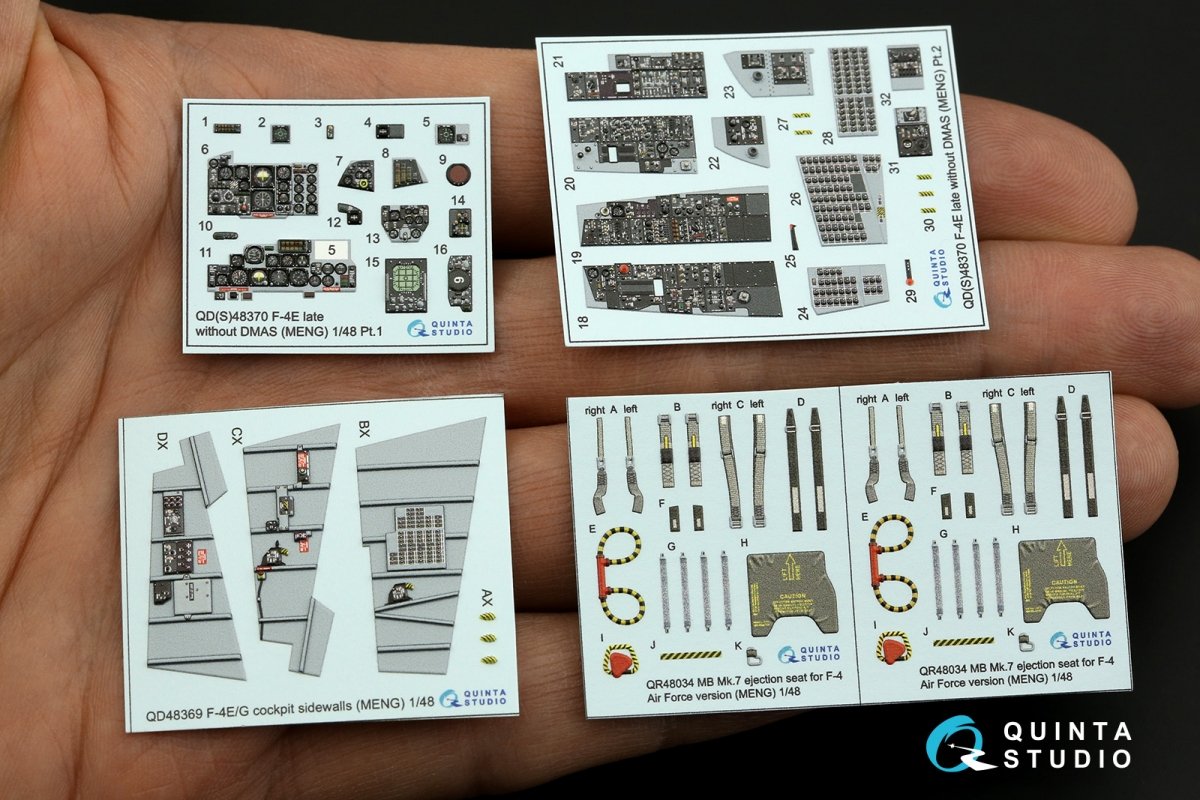 Quinta Studio QD48370 F-4E late without DMAS 3D-Printed &amp;amp; colored Interior on decal paper (Meng) 1/48 – image 3