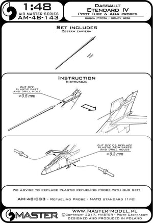 Master AM-48-143 Dessault Etendard IV Pitot Tube &amp;amp; AOA Probes 1/48 – zdjęcie 3