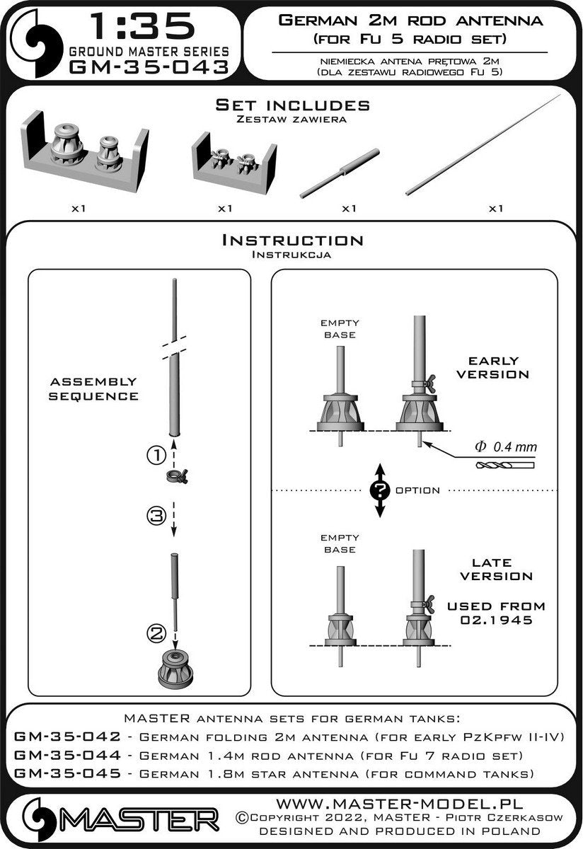 Antenne à tige de 2 m Master GM-35-043 allemande de la Seconde Guerre mondiale (pour poste radio Fu 5) (1 pièce) 1/35 – image 7