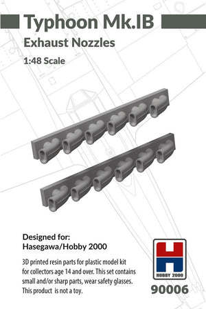 Hobby 2000 90006 Hawker Typhoon Mk. IB - Exhaust Nozzles (for Hasegawa and Hobby 2000 Kits) (3D-Printed) 1/48
