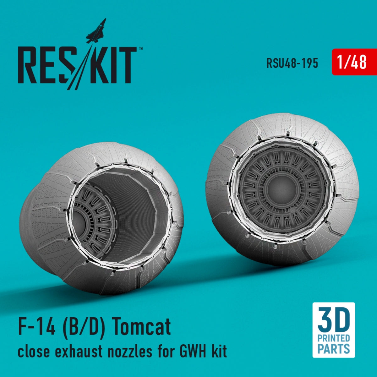 RESKIT RSU48-0195 F-14 (B,D) &amp;quot;TOMCAT&amp;quot; CLOSE EXHAUST NOZZLES FOR GWH KIT (3D PRINTED) 1/48 – Bild 3
