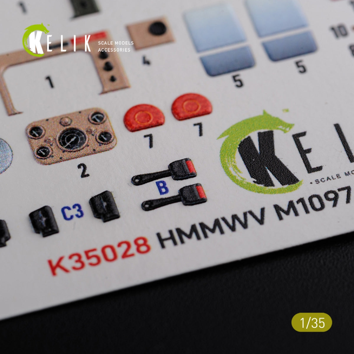 KELIK K35028 HMMWV M1097 3D Decal for ICM kit 1/35 – immagine 3