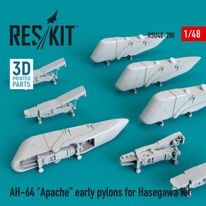RESKIT RSU48-0280 AH-64 &amp;quot;APACHE&amp;quot; EARLY PYLONS FOR HASEGAWA KIT (3D PRINTED) 1/48
