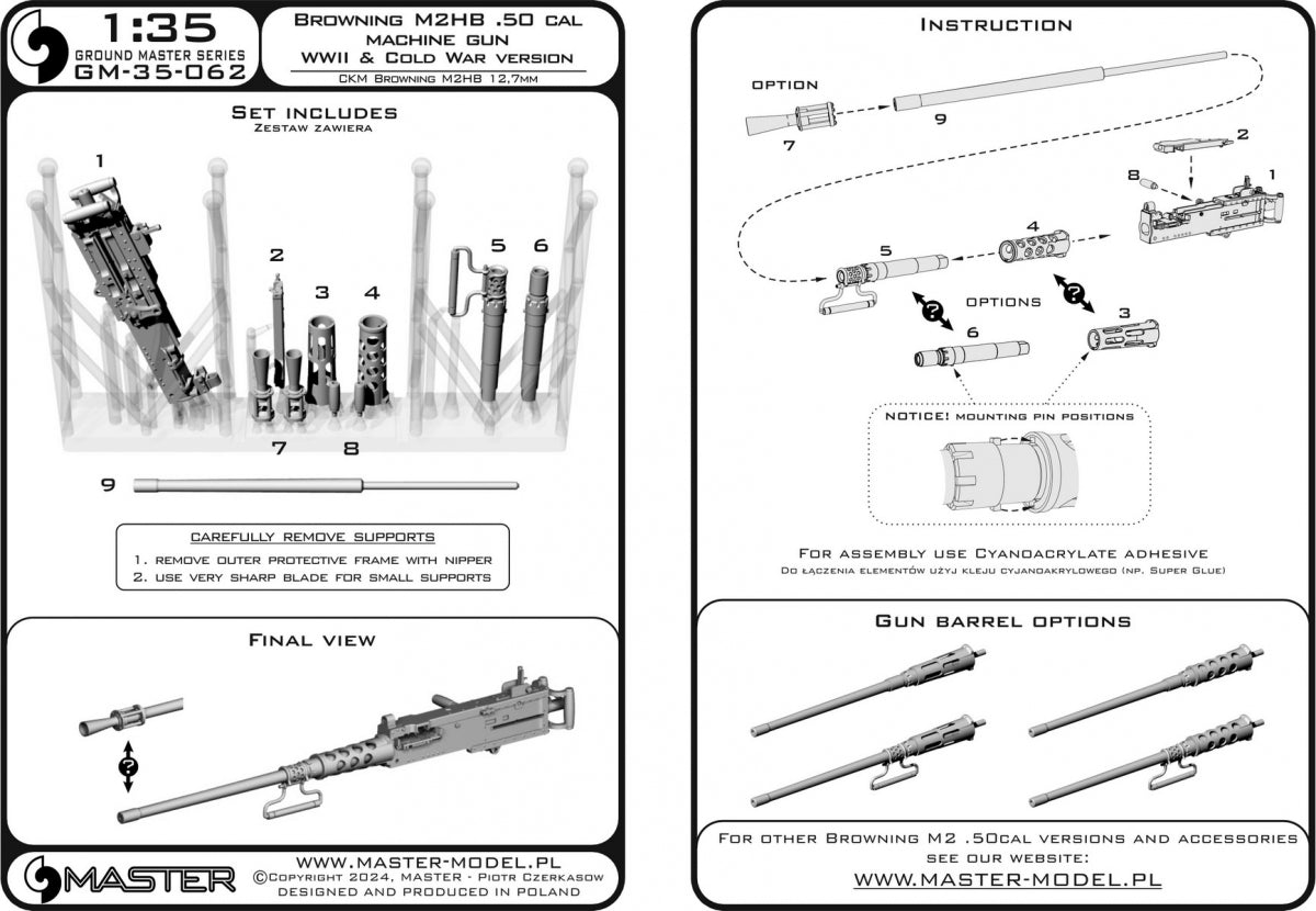 Master GM-35-062 Browning M2HB .50 cal (12,7mm) - karabin maszynowy - wersja z II w.św. oraz okresu zimnej wojny 1/35 – Bild 9