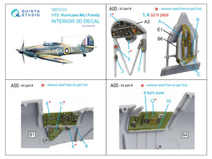 Quinta Studio QD72123 Hurricane Mk.I family 3D-Printed coloured Interior on decal paper (Airfix) 1/72 – Bild 2