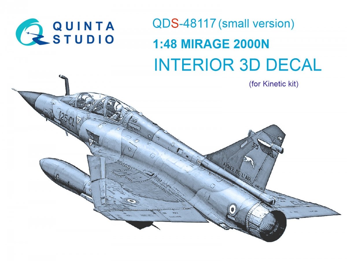 Quinta Studio QDS-48117 Mirage 2000N 3D-Printed &amp;amp; coloured Interior on decal paper (Kinetic) (Small version) 1/48