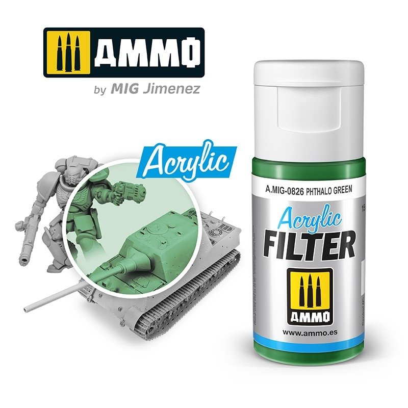 Filtre acrylique vert phtalo Ammo of Mig 0826 15 ml