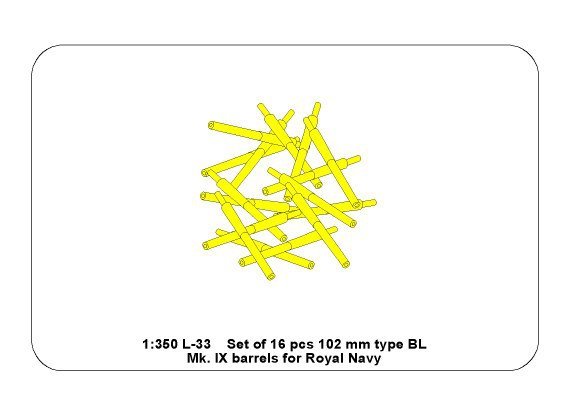 Aber 350L-33 Set of 16 pcs 102 mm type BL Mk.IX barrels for Royal Navy 1/350 – Bild 6