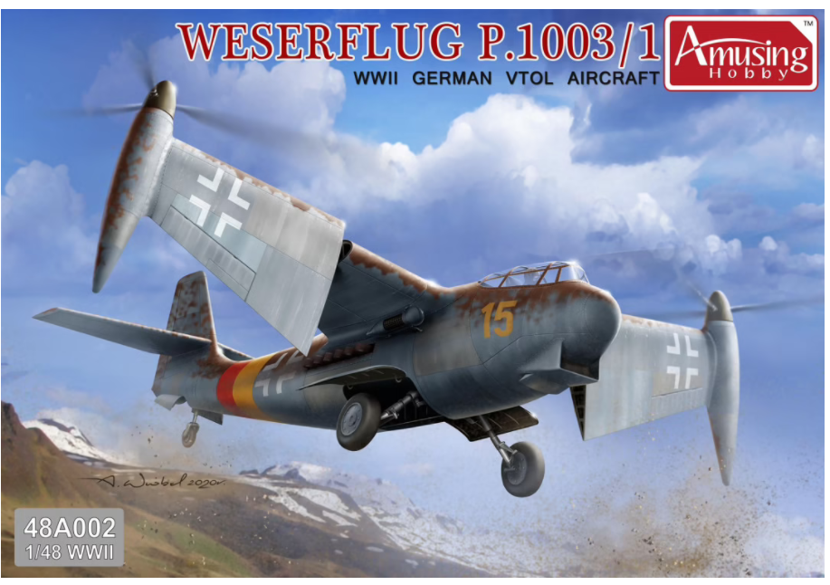 Maquette Amusing Hobby 48A002 Weserflug P.1003/1 Avion VTOL allemand de la Seconde Guerre mondiale, échelle 1/48