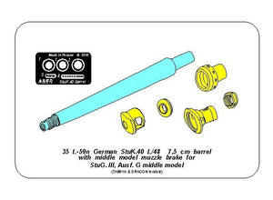 Aber 35L-059n German StuK.40 L/48 7,5 cm Barrel with middle muzzle brake for Stug.III, Ausf G - middle model 1/35 – zdjęcie 10