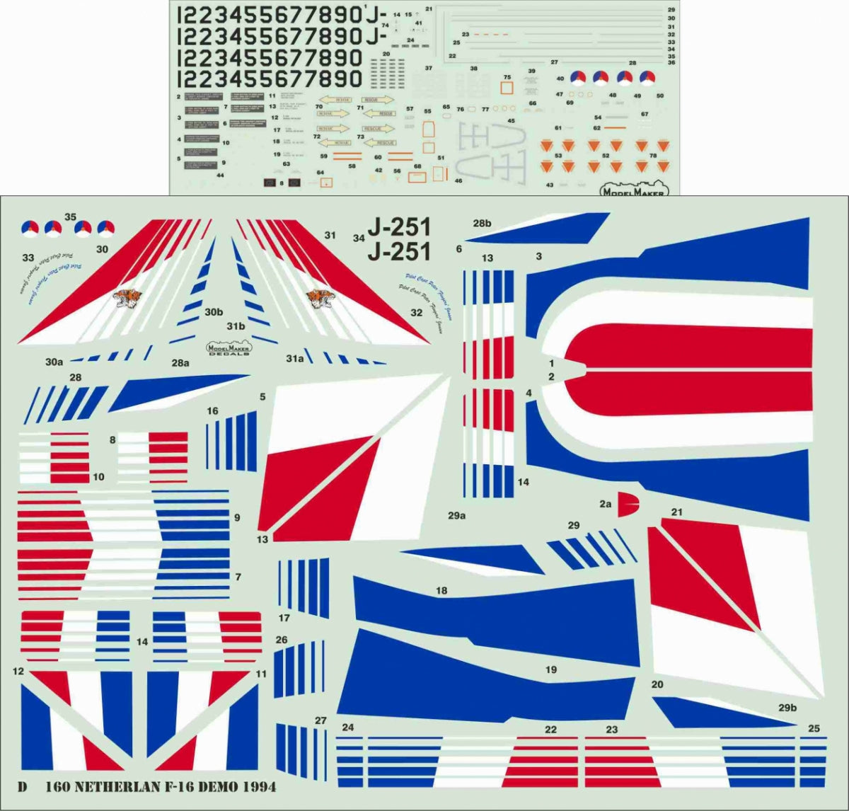 ModelMaker Decals D48160 Dutch F-16 Demo 1994 1/48 – imagen 2