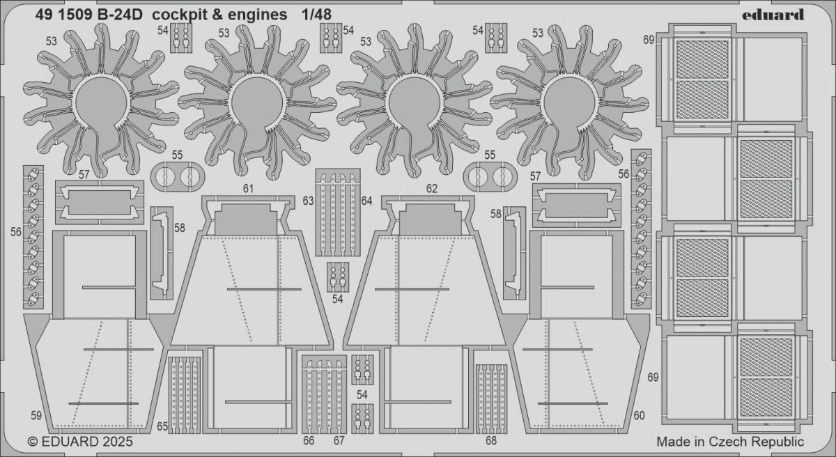 Eduard 491509 B-24D cockpit &amp;amp; engines HOBBY BOSS 1/48
