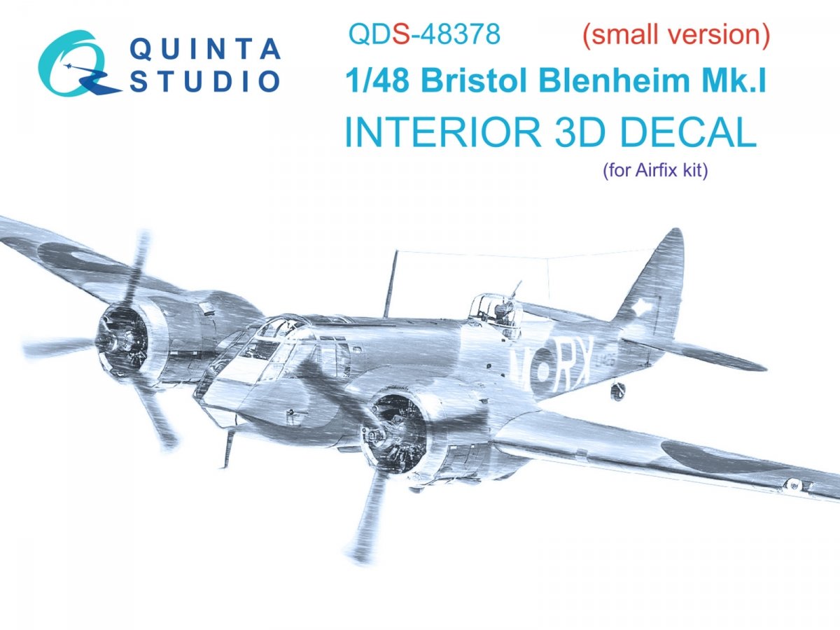 Quinta Studio QDS-48378 Bristol Blenheim Mk.I 3D-Printed & coloured Interior on decal paper (Airfix) (Small version) 1/48