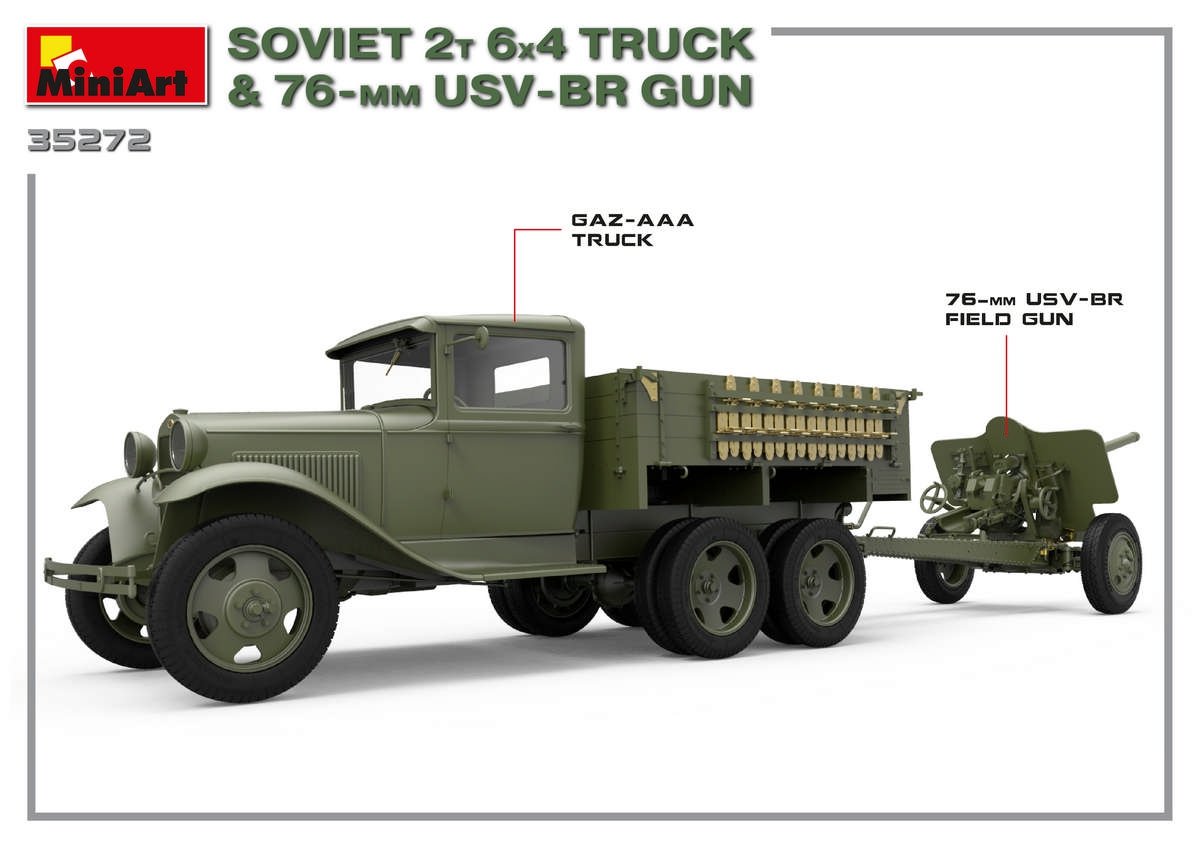 MiniArt 35272 CAMION SOVIETIQUE 2T 6X4 ET PISTOLET USV-BR 76 mm 1/35 – image 3