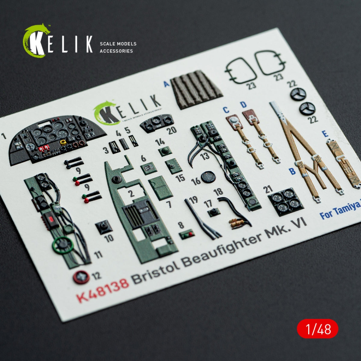 Kelik K48138 Bristol Beaufighter Mk.VI - interior 3D decals for Tamiya kit 1/48