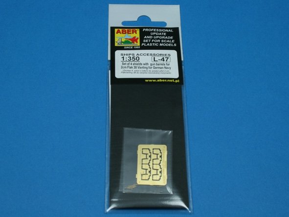 Aber 350L-47 Set of 16 pcs 2cm barrels for German Flakvierling 38 with shields 1/350 – Bild 4