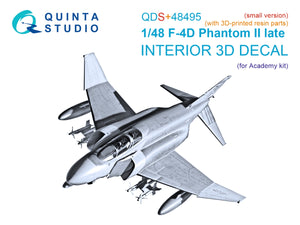 Quinta Studio QDS+48495 F-4D late Phantom II 3D-Printed &amp;amp; coloured Interior on decal paper (Academy) (Small version) (with 3D-printed resin parts) 1/48