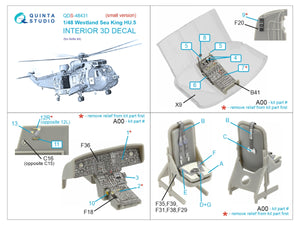 Intérieur imprimé en 3D et coloré sur papier décalcomanie Quinta Studio QDS-48431 Westland Sea King HU.5 (Airfix) (Petite version) 1/48 – image 2