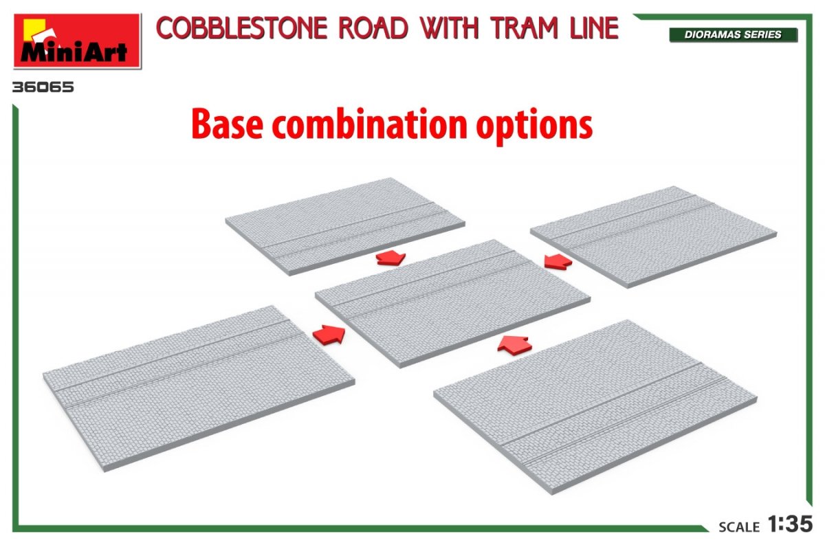 Miniart 36065 COBBLESTONE ROAD WITH TRAM LINE 1/35 – Bild 4