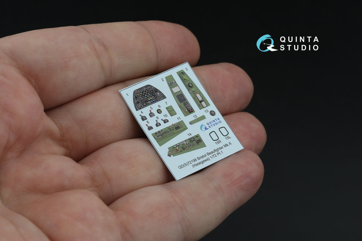 Quinta Studio QDS-72198 Bristol Beaufighter Mk.X 3D-Printed &amp;amp; coloured Interior on decal paper (Hasegawa) (small version) 1/72 – Bild 3